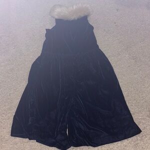 Janie and jack Velvet romper with faux fur neckline